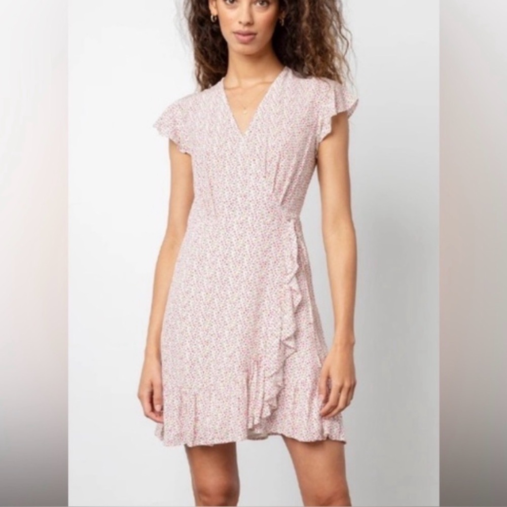 Rails Koreen Pink Floral Vine Wrap Dress Women’s Small Feminine Ruffle Spring